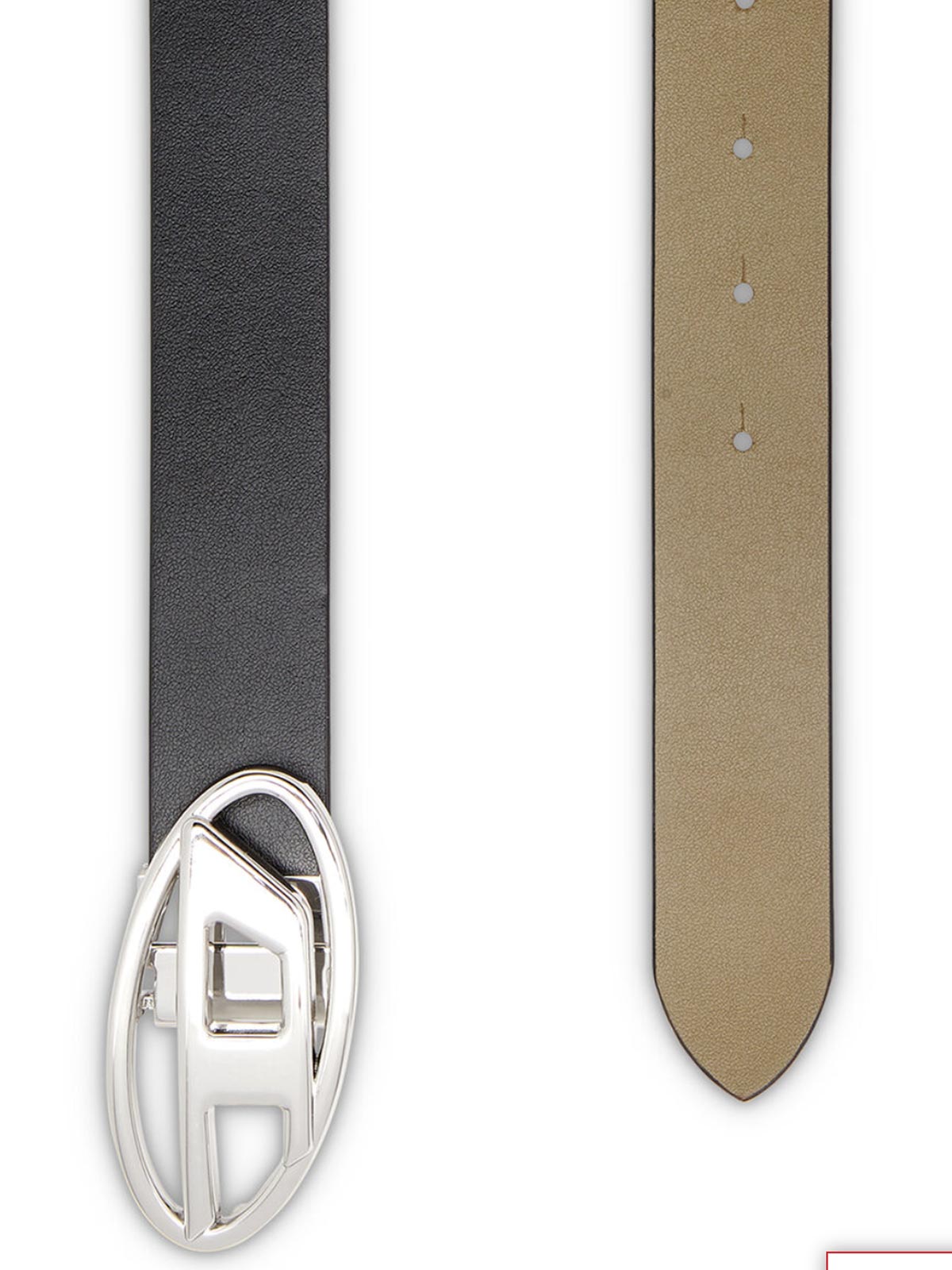 DIESEL ブラックベルト サイズ75/30 B-1DR Woman: leather Belt with silver D logo buckle | Diesel